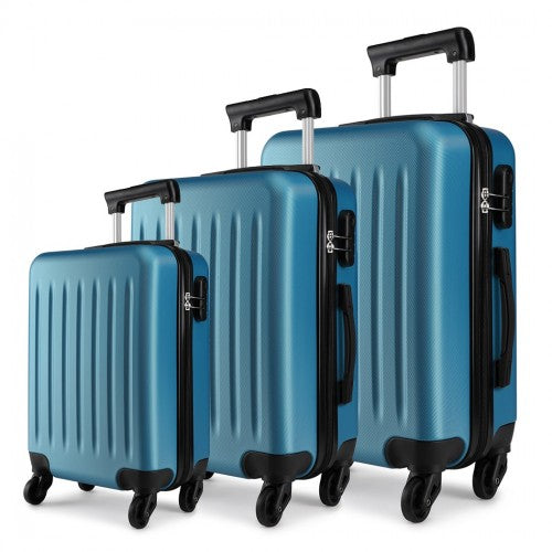 Kono 19-24-28 Inch Abs Hard Shell Luggage 4 Wheel Spinner Suitcase Set - Navy