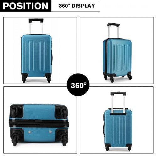 Kono 19-24-28 Inch Abs Hard Shell Luggage 4 Wheel Spinner Suitcase Set - Navy