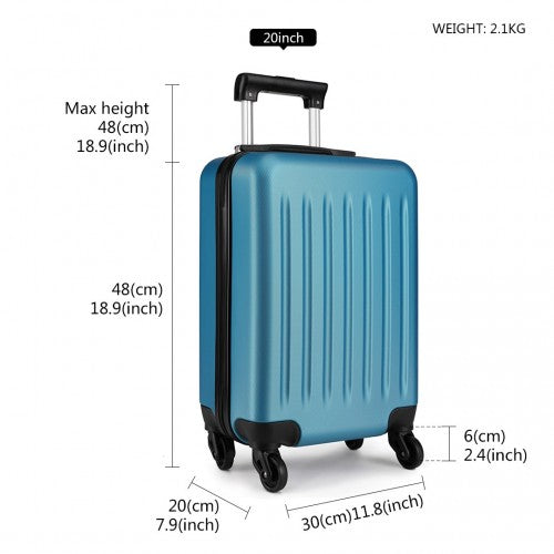 Kono 20 Inch Abs Hard Shell Luggage 4 Wheel Spinner Suitcase - Navy