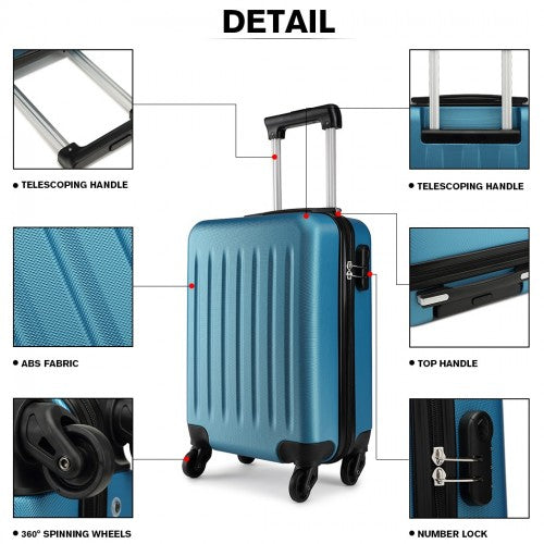 Kono 20 Inch Abs Hard Shell Luggage 4 Wheel Spinner Suitcase - Navy