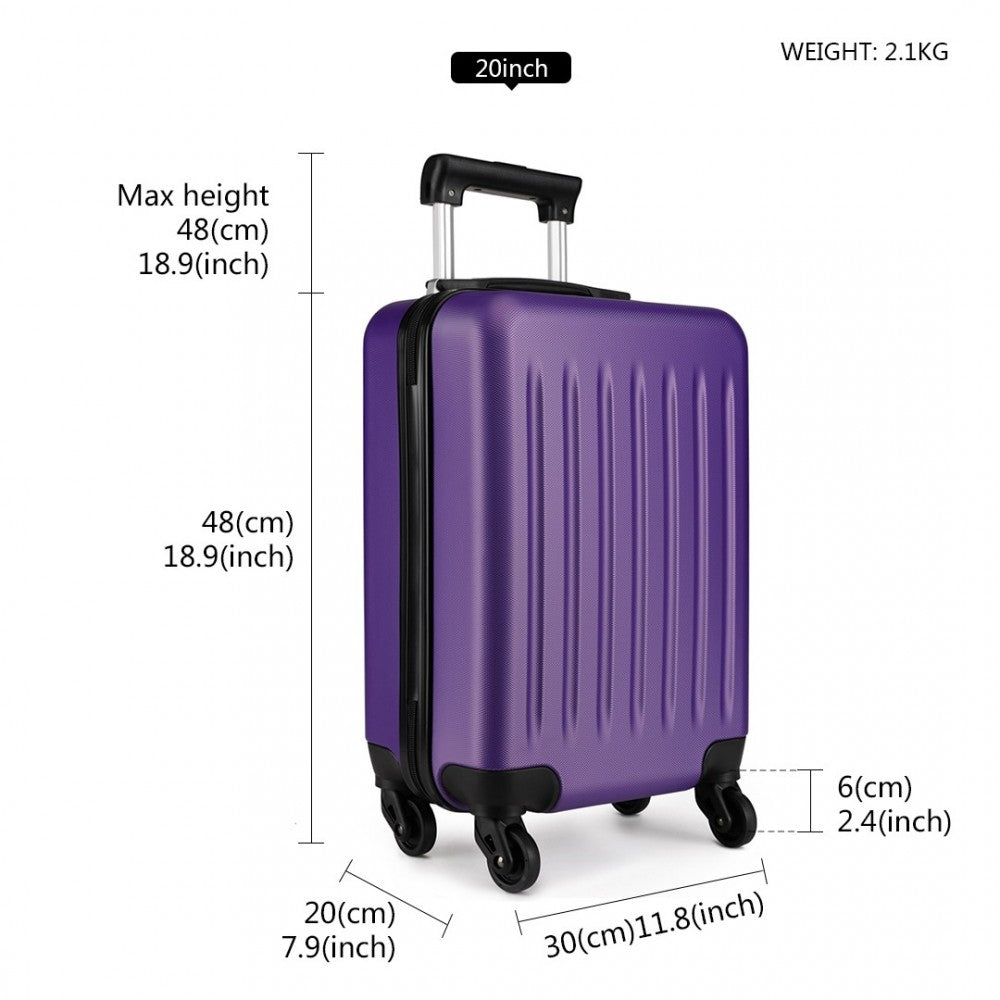 Kono 20 Inch Abs Hard Shell Luggage 4 Wheel Spinner Suitcase - Purple