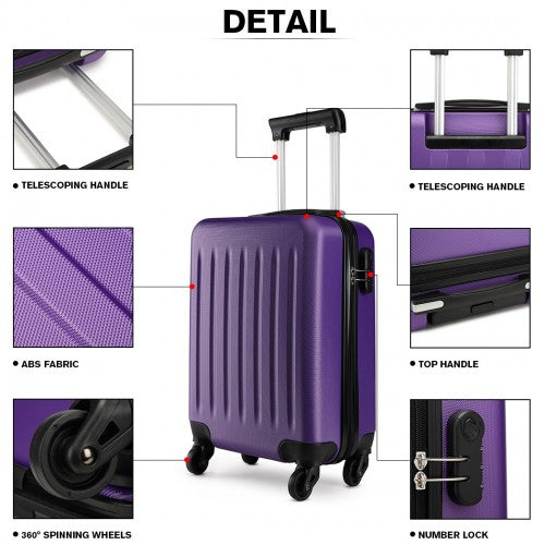 Kono 20 Inch Abs Hard Shell Luggage 4 Wheel Spinner Suitcase - Purple