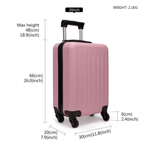 Kono 20 Inch Abs Hard Shell Luggage 4 Wheel Spinner Suitcase - Pink