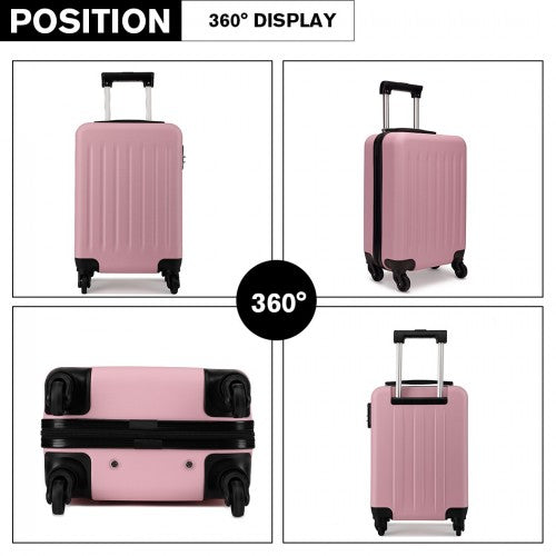 Kono 20 Inch Abs Hard Shell Luggage 4 Wheel Spinner Suitcase - Pink