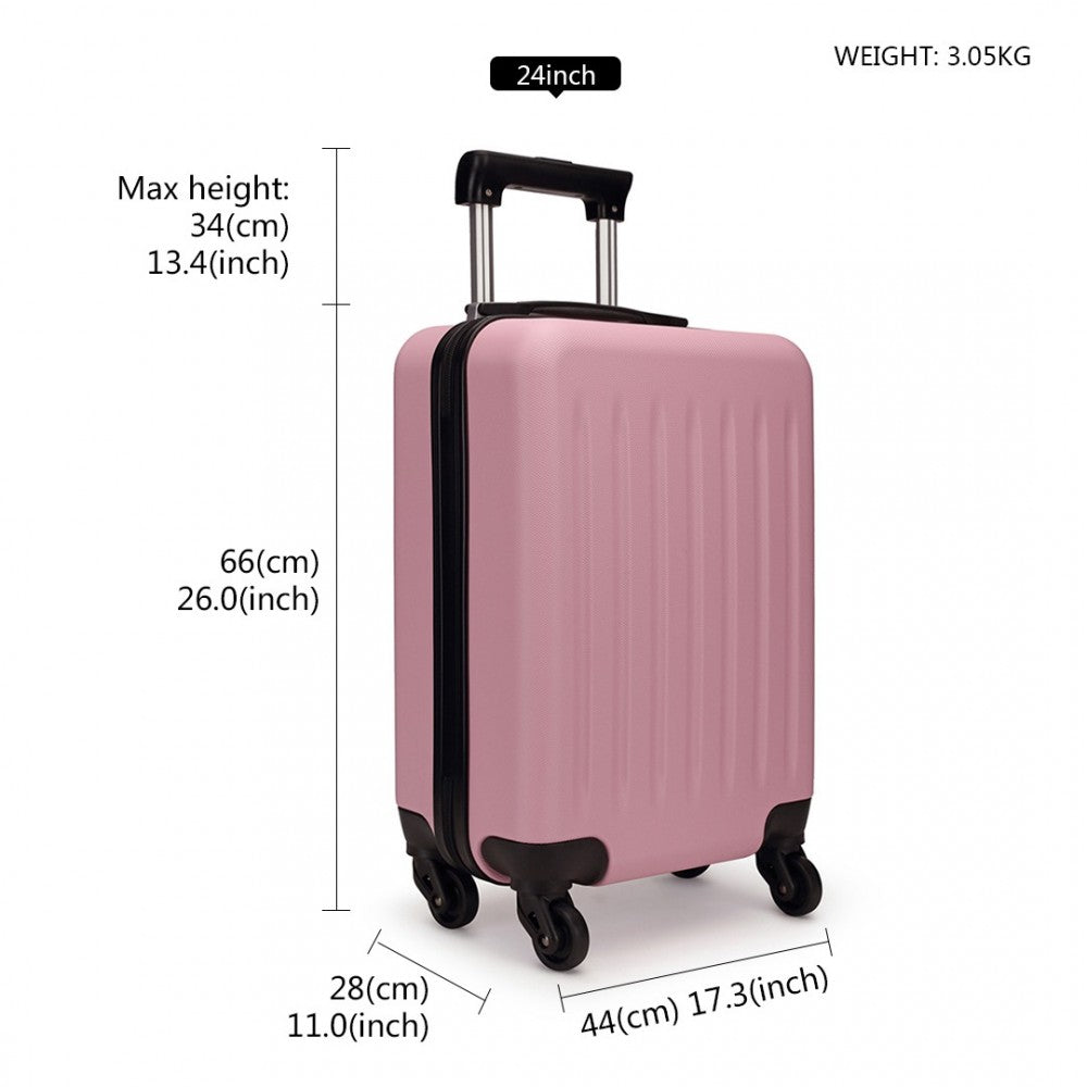 Kono 24 Inch Abs Hard Shell Luggage 4 Wheel Spinner Suitcase - Pink