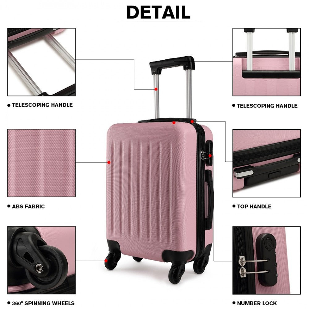 Kono 24 Inch Abs Hard Shell Luggage 4 Wheel Spinner Suitcase - Pink