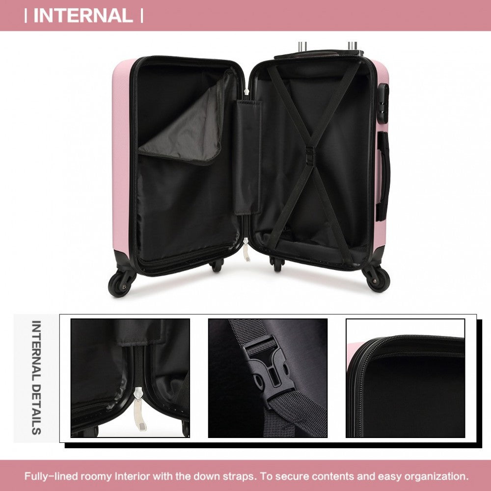 Kono 24 Inch Abs Hard Shell Luggage 4 Wheel Spinner Suitcase - Pink