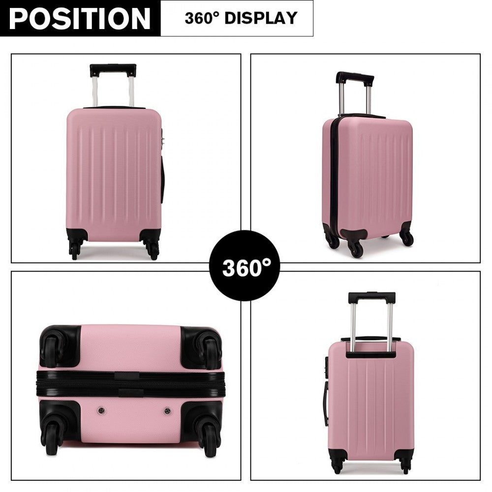 Kono 24 Inch Abs Hard Shell Luggage 4 Wheel Spinner Suitcase - Pink