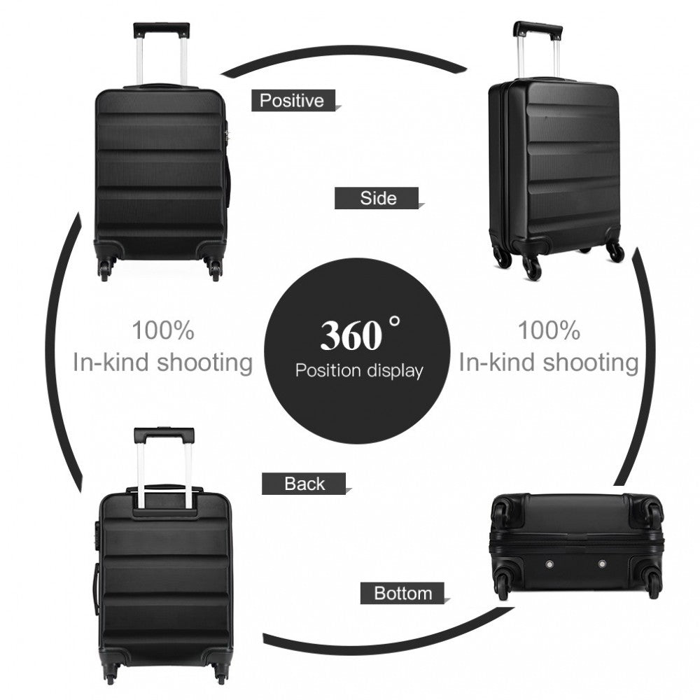 Kono 19/24/28 Inch Set Horizontal Design Abs Hard Shell Suitcase With TSA Lock - Black