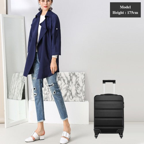 Kono 19 Inch Horizontal Design Abs Hard Shell Suitcase With TSA Lock - Black