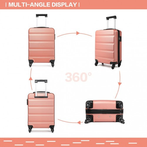 Kono 19 Inch Horizontal Design Abs Hard Shell Suitcase With TSA Lock - Nude