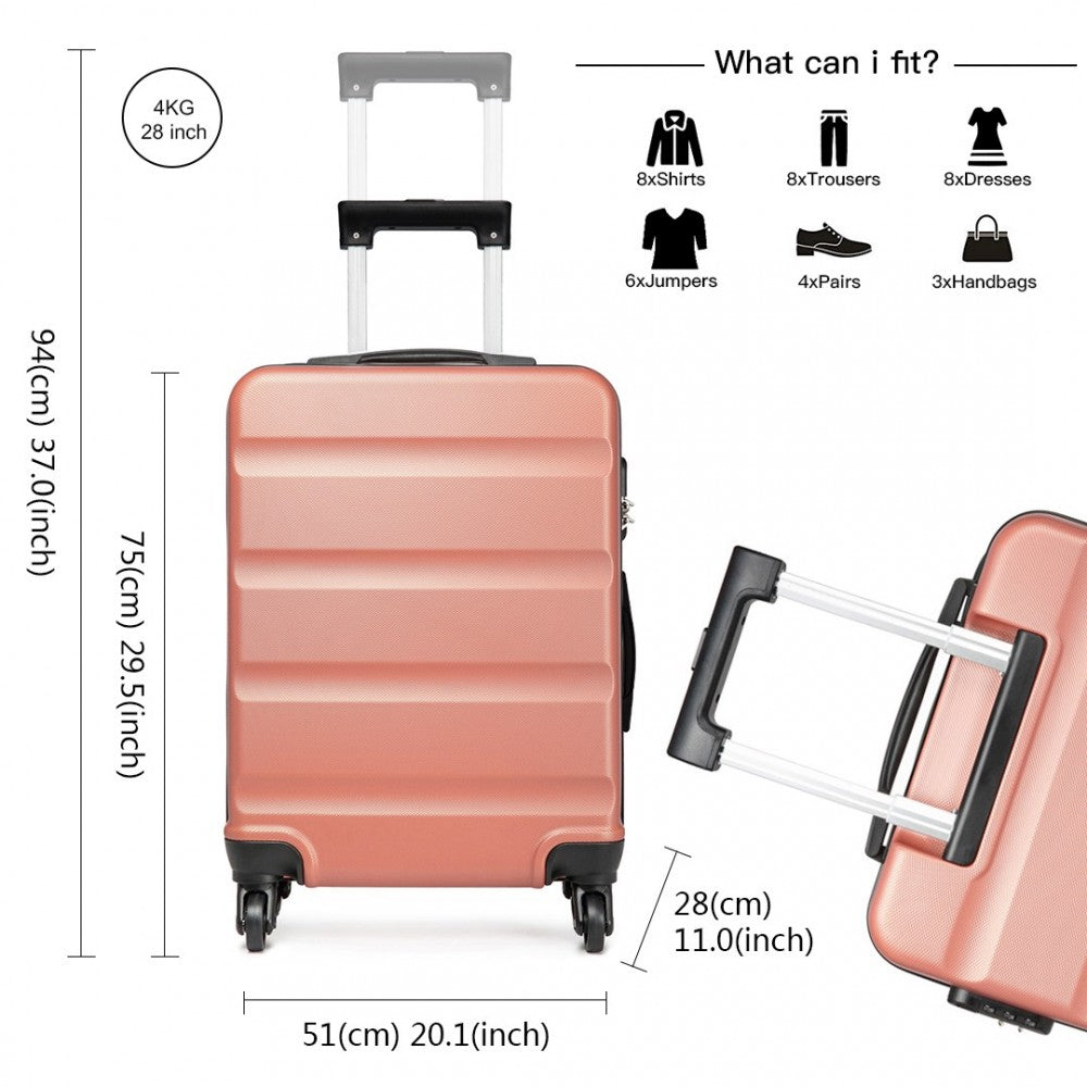 Kono 28 Inch Horizontal Design Abs Hard Shell Suitcase With TSA Lock - Nude