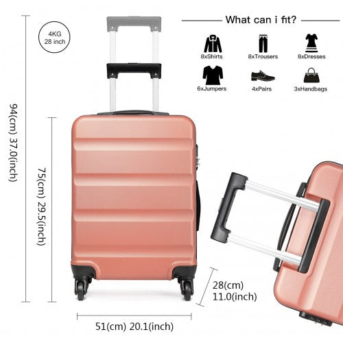 Kono 28 Inch Horizontal Design Abs Hard Shell Suitcase With TSA Lock - Nude