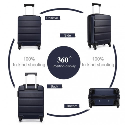 Kono 19 Inch Horizontal Design Abs Hard Shell Suitcase With TSA Lock - Navy