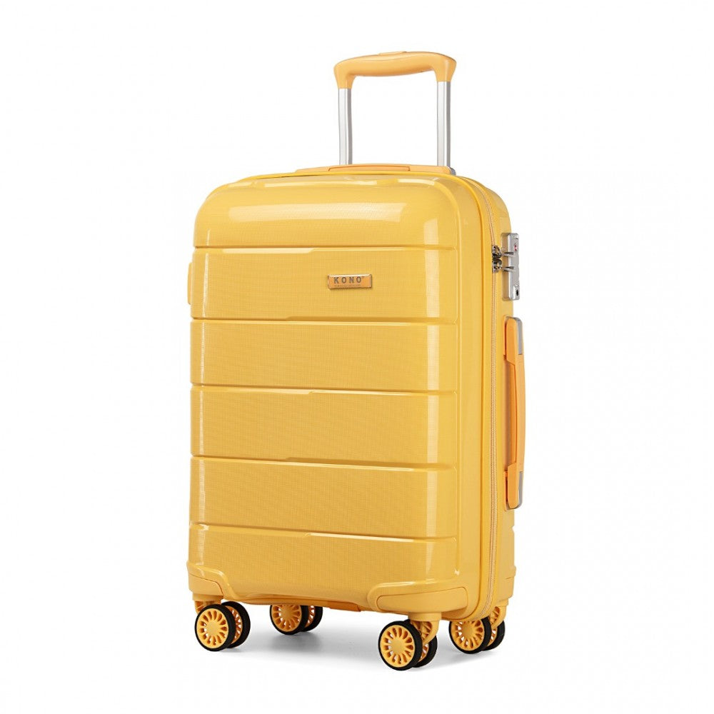 Kono 20 Inch Cabin Size Hard Shell PP Suitcase - Yellow