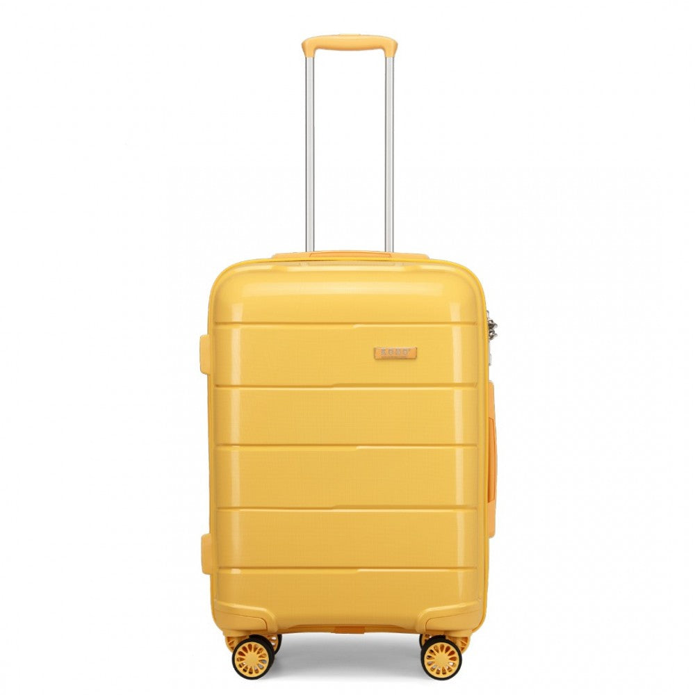 Kono 20 Inch Cabin Size Hard Shell PP Suitcase - Yellow