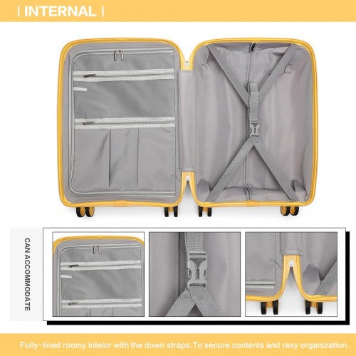 Kono 20 Inch Cabin Size Hard Shell PP Suitcase - Yellow