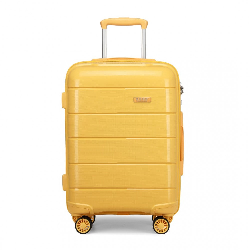 Kono 20 Inch Cabin Size Hard Shell PP Suitcase - Yellow