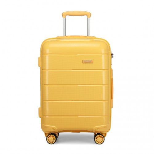 Kono 20 Inch Cabin Size Hard Shell PP Suitcase - Yellow