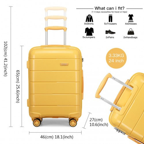 Kono 24 Inch Hard Shell PP Suitcase - Yellow