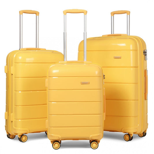 Kono 20/24/28” Hard Shell PP Suitcase Set - Yellow