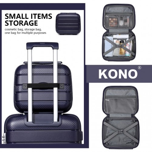 Kono 14 Inch Multi Texture Hard Shell PP Vanity Case - Navy