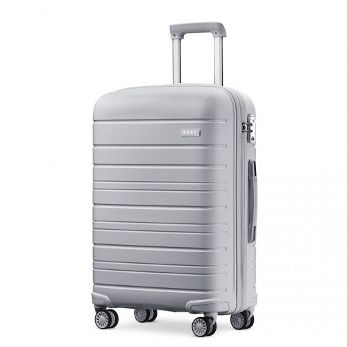 Kono 20 Inch Multi Texture Hard Shell PP Suitcase - Classic Collection - Grey