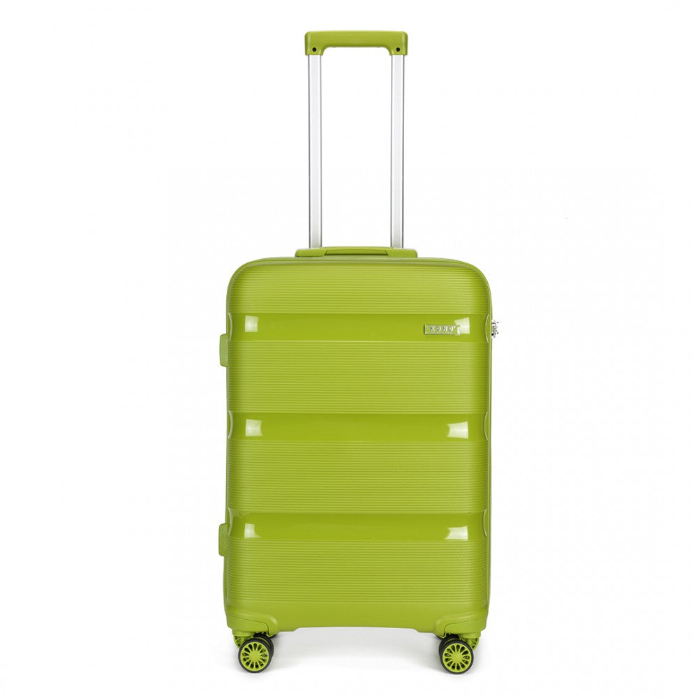 Kono 20 Inch Bright Hard Shell PP Suitcase - Classic Collection - Green