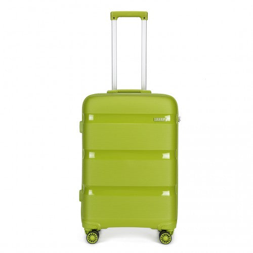 Kono 20 Inch Bright Hard Shell PP Suitcase - Classic Collection - Green