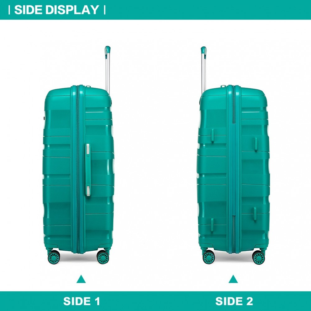 Kono Lightweight PP Hard Shell 4 Piece Suitcase Set With TSA Lock And Vanity Case - Blue