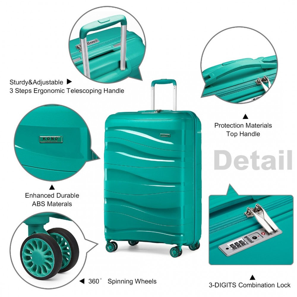 Kono 20 Inch Lightweight PP Hard Shell Suitcase With TSA Lock - Blue