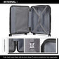 Kono Lightweight PP Hard Shell 4 Piece Suitcase Set With TSA Lock And Vanity Case - Black