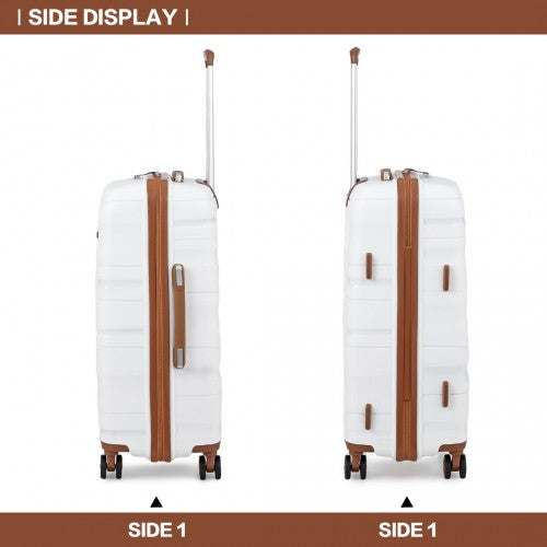 Kono 24 Inch Lightweight Polypropylene Hard Shell Suitcase With TSA Lock - Cream