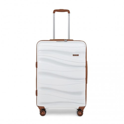 Kono 24 Inch Lightweight Polypropylene Hard Shell Suitcase With TSA Lock - Cream