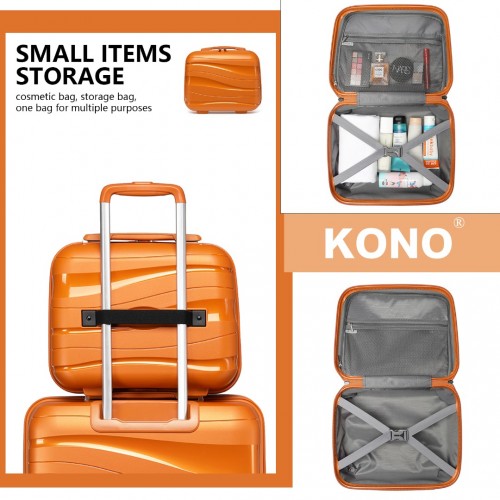 Kono 14 Inch Lightweight Polypropylene Hard Shell Suitcase With TSA Lock - Orange