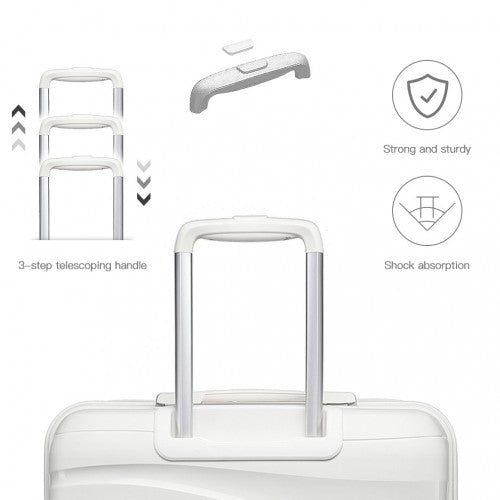 Kono 20 Inch Lightweight PP Hard Shell Suitcase With TSA Lock - White