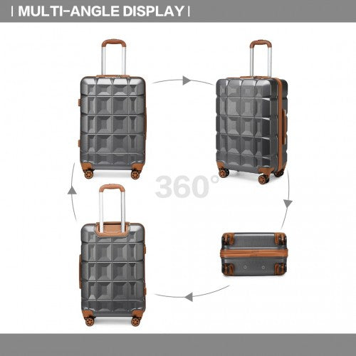 Kono 24 Inch Lightweight Hard Shell Abs Suitcase With Tsa Lock - Grey
