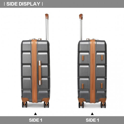 Kono 24 Inch Lightweight Hard Shell Abs Suitcase With Tsa Lock - Grey