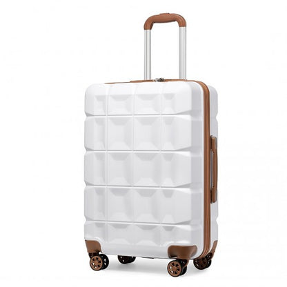 Kono 24 Inch Lightweight Hard Shell Abs Suitcase With TSA Lock - White