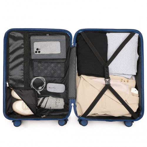 British Traveller 20 Inch Durable Polycarbonate - ABS Hard Shell Suitcase with TSA Lock - Navy