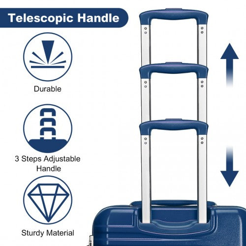 British Traveller 20 Inch Durable Polycarbonate - ABS Hard Shell Suitcase with TSA Lock - Navy