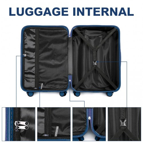 British Traveller 20 Inch Durable Polycarbonate - ABS Hard Shell Suitcase with TSA Lock - Navy