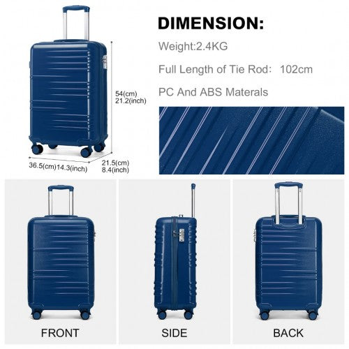 British Traveller 20 Inch Durable Polycarbonate - ABS Hard Shell Suitcase with TSA Lock - Navy