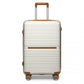 British Traveller 20 Inch Multi-Texture Polypropylene Hard Shell Suitcase With TSA Lock - Cream