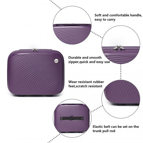 British Traveller 4 Pcs Set Spinner Hard Shell PP Suitcase With TSA Lock And Vanity Case - Purple