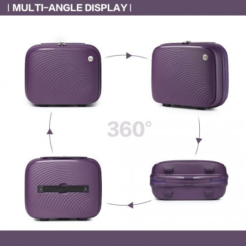 British Traveller 4 Pcs Set Spinner Hard Shell PP Suitcase With TSA Lock And Vanity Case - Purple