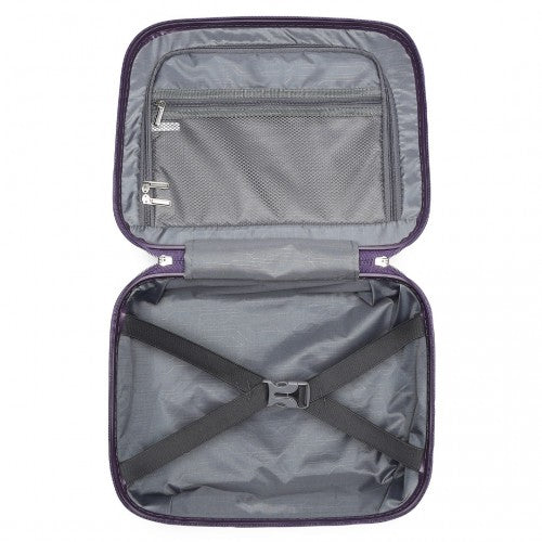 British Traveller 4 Pcs Set Spinner Hard Shell PP Suitcase With TSA Lock And Vanity Case - Purple