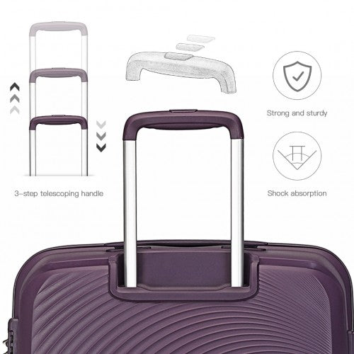 British Traveller 4 Pcs Set Spinner Hard Shell PP Suitcase With TSA Lock And Vanity Case - Purple