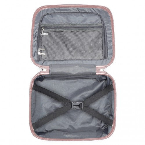 British Traveller 4 Pcs Set Spinner Hard Shell PP Suitcase With TSA Lock And Vanity Case - Nude