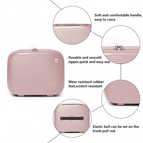 British Traveller 4 Pcs Set Spinner Hard Shell PP Suitcase With TSA Lock And Vanity Case - Nude